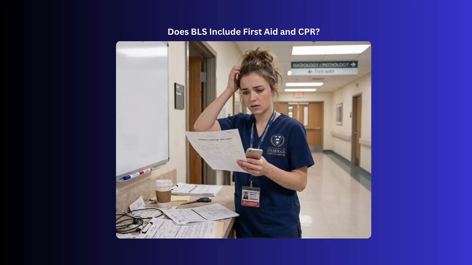 confused young nursing student in hospital