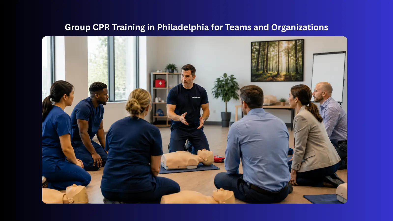 bayside instructor conducting  group cpr training session 