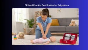 babysitter performing infant cpr chest compressions on a mannequin