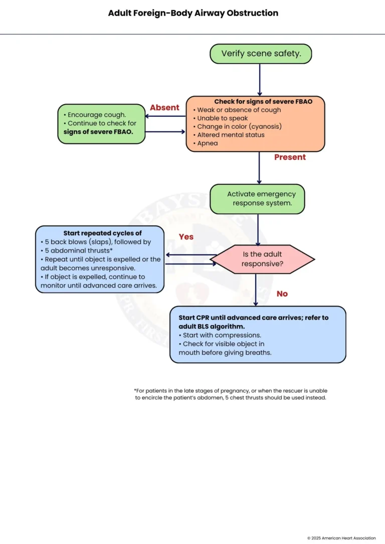 aha adult foreign body airway obstruction bayside cpr