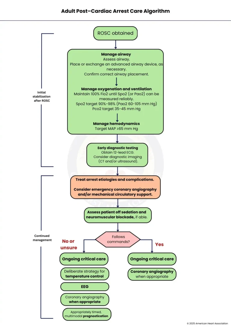 aha adult post cardiac arrest care algorithm bayside cpr