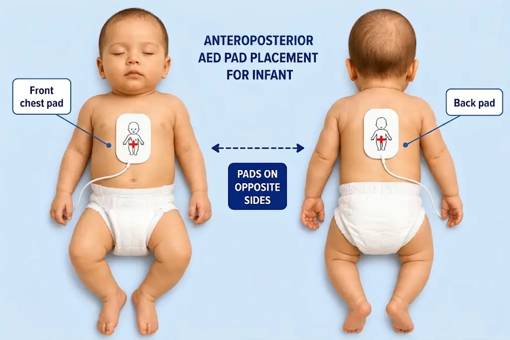 anteroposterior aed placement for infant